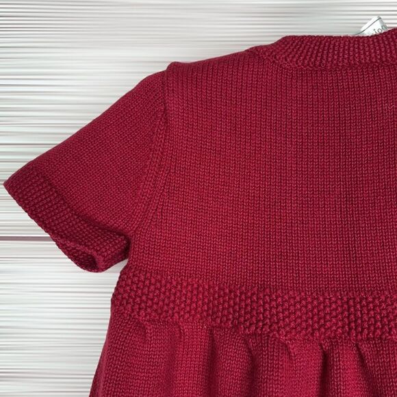 Hanna Andersson Short Sleeve Fair Isle Knit Sweater Burgundy Cotton Wool Dress 2 - Picture 7 of 12